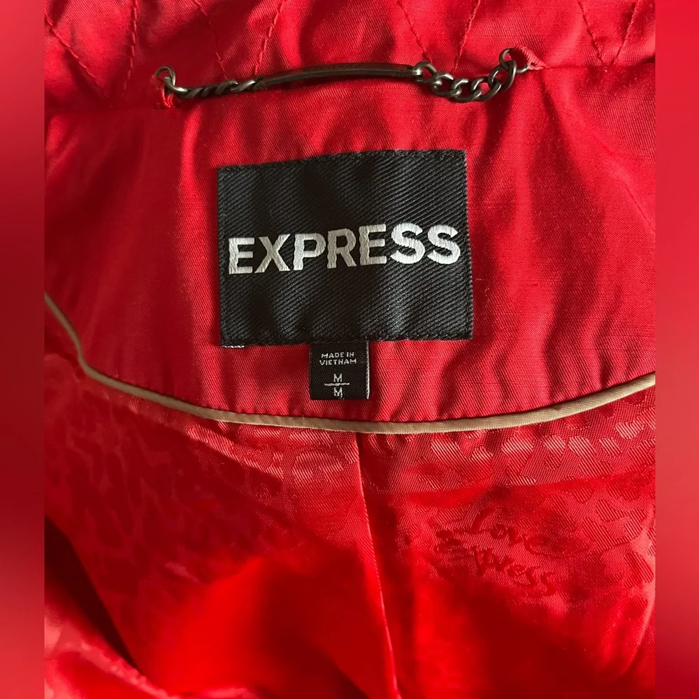 Express Red Trench Coat Size Medium - Picture 7 of 10